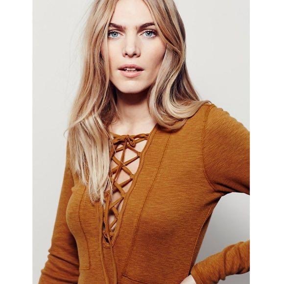 FREE PEOPLE Lucky Lace-Up Top - Picture 2 of 6